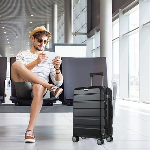 KROSER Hardside Expandable Carry On Luggage, Black