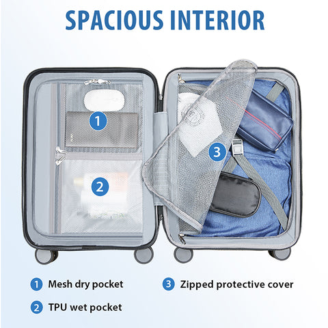 KROSER Hardside Expandable Carry On Luggage, Navy