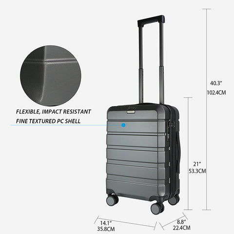 KROSER Hardside Expandable Carry On Luggage, Steel Grey