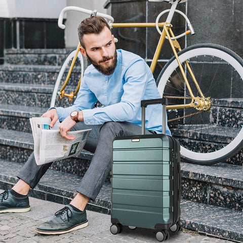 KROSER Hardside Expandable Carry On Luggage, Dark Green