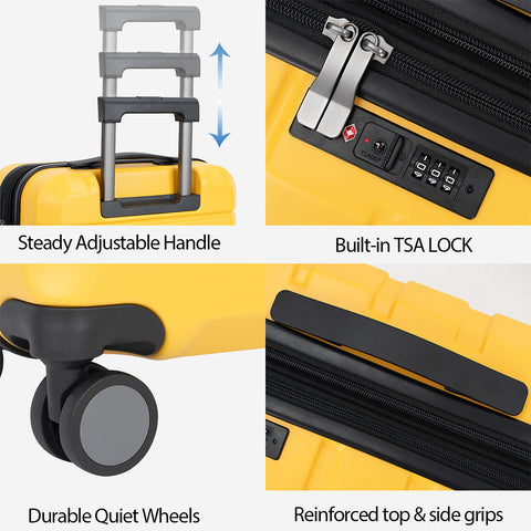 KROSER Hardside Expandable Carry On Luggage,Yellow