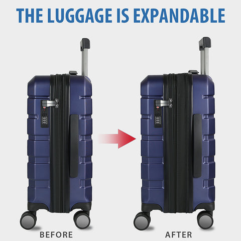 KROSER Hardside Expandable Carry On Luggage, Navy
