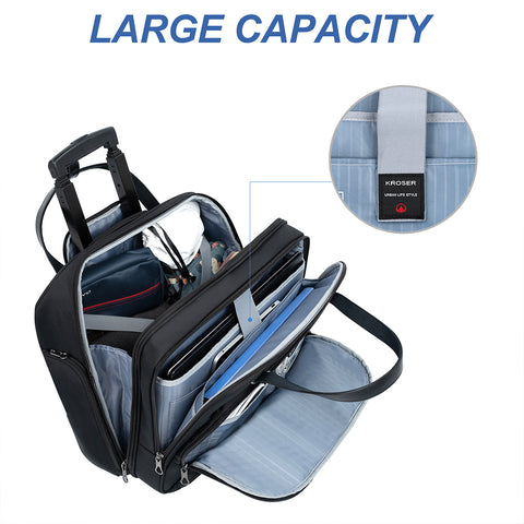 KROSER Rolling Laptop Bag (Quilted)