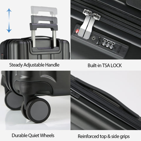 KROSER 20" Hardside Expandable Carry On Luggage, Black