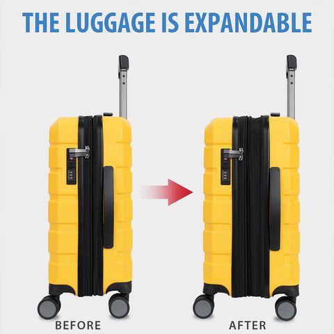 KROSER Hardside Expandable Carry On Luggage,Yellow