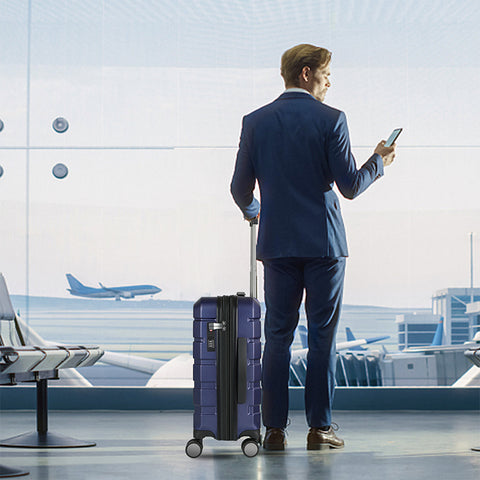 KROSER Hardside Expandable Carry On Luggage, Navy