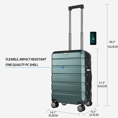 KROSER Hardside Expandable Carry On Luggage, Dark Green