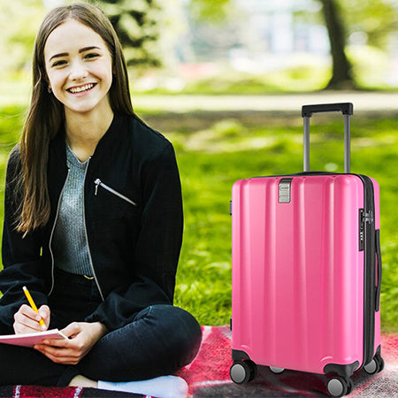 KROSER 20" Hardside Expandable Carry On Luggage, Rose