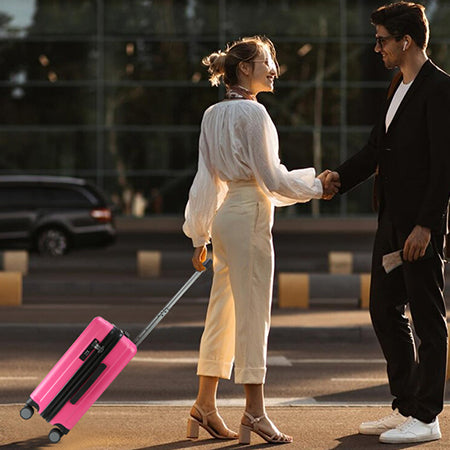 KROSER 20" Hardside Expandable Carry On Luggage, Rose