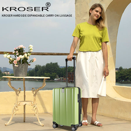 KROSER 20" Hardside Expandable Carry On Luggage, Black