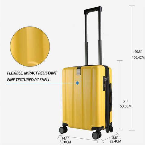 KROSER 20" Hardside Expandable Carry On Luggage, YELLOW
