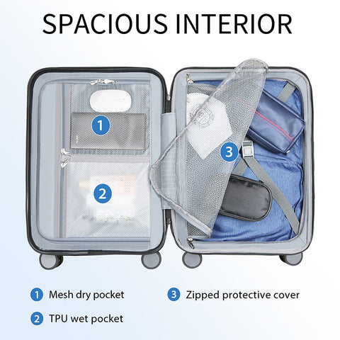 KROSER Hardside Expandable Carry On Luggage, Dark Green