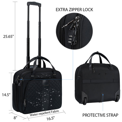 KROSER Rolling Laptop Bag (Quilted)