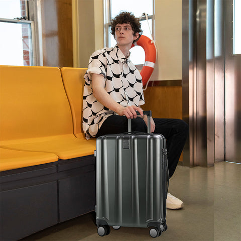 KROSER 20" Hardside Expandable Carry On Luggage-Steel Grey