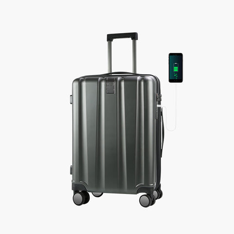 KROSER 20" Hardside Expandable Carry On Luggage-Steel Grey