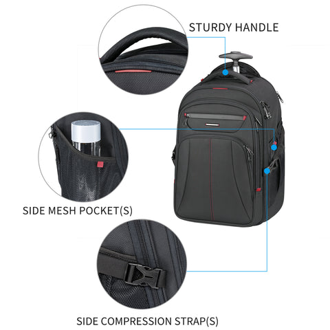 KROSER™ 17 Inch Stylish Roller Backpack for Travel