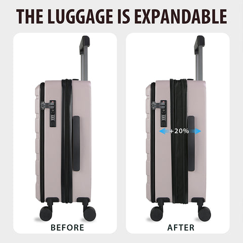 KROSER Carry On Luggage with Spinner Wheels & Built-in TSA Lock, Expandable Top Loading Hard Shell Suitcase Large Capacity Durable Rolling Luggage with USB Port, Carry-On 20-Inch, Matte Purple/Pink