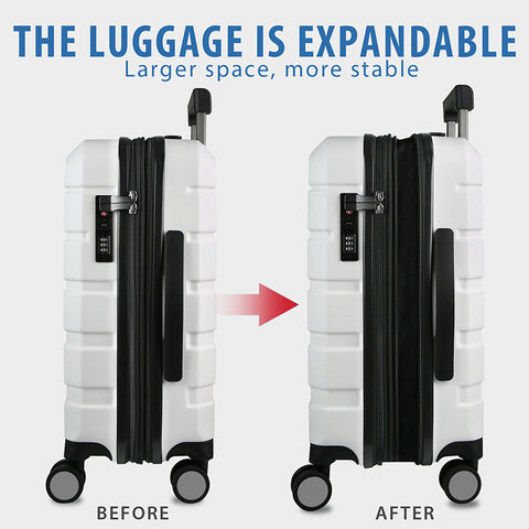 KROSER Hardside Expandable Carry On Luggage, White