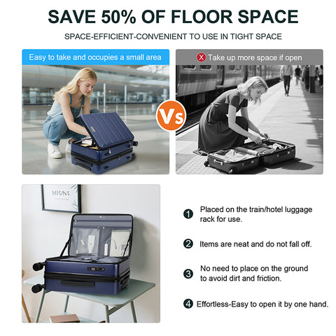 KROSER Carry On Luggage with Spinner Wheels & Built-in TSA Lock, Expandable Top Loading Hard Shell Suitcase Large Capacity Durable Rolling Luggage with USB Port, Carry-On 20-Inch, Navy