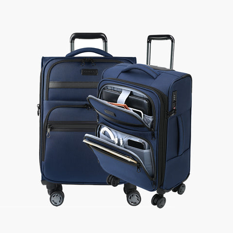 KROSER Softside Expandable Carry On Luggage with Spinner Wheels,Navy