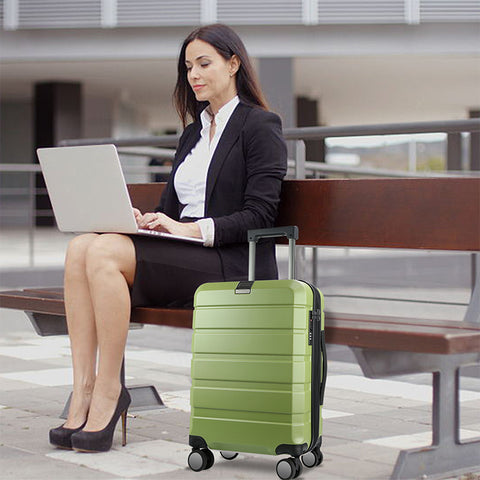 KROSER Hardside Expandable Carry On Luggage,Green