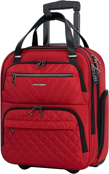 KROSER Carry On Underseat Multi-functional, 16-inch Lightweight Overnight Suitcase
