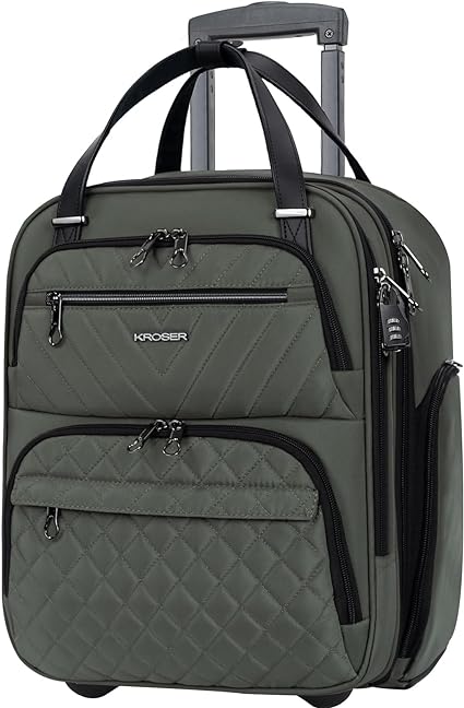 KROSER Carry On Underseat Multi-functional, 16-inch Lightweight Overnight Suitcase