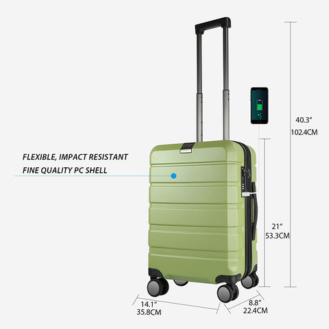 KROSER Hardside Expandable Carry On Luggage,Green