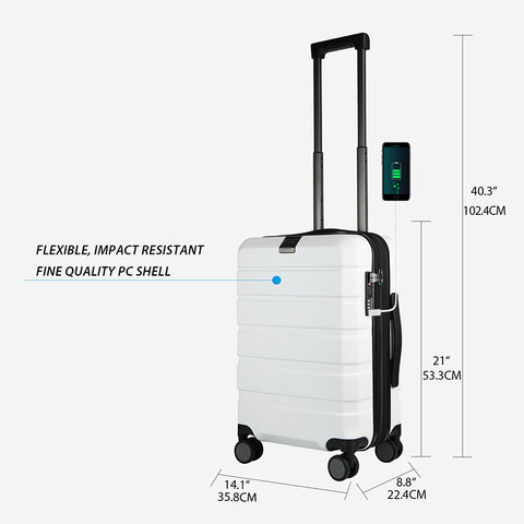 KROSER Hardside Expandable Carry On Luggage, White