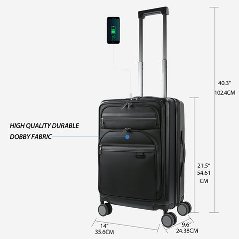 KROSER Hardside Expandable Carry On Luggage 22x14x9 Airline Approved With Front Business Pockets, 20 Inch Suitcases with Wheels, Carry on Suitcase with TSA Lock & USB Port, Multicolour