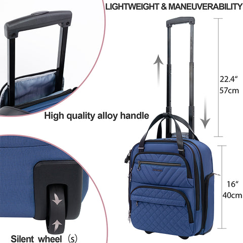 KROSER Carry On Underseat Multi-functional, 16-inch Lightweight Overnight Suitcase-Haze Blue