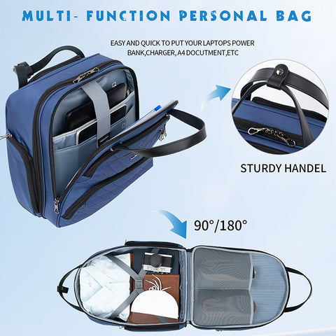 KROSER Carry On Underseat Multi-functional, 16-inch Lightweight Overnight Suitcase-Haze Blue