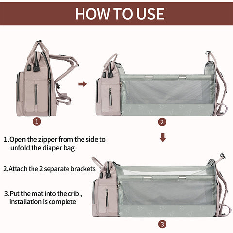 KROSER DIAPER BAG BACKPACK WITH CURTAIN, CHANGING PAD, CONVENIENT FOR MOM