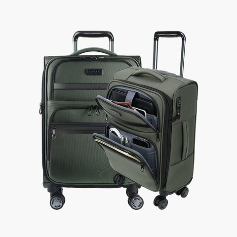 KROSER Softside Expandable Carry On Luggage with Spinner Wheels,Army Green