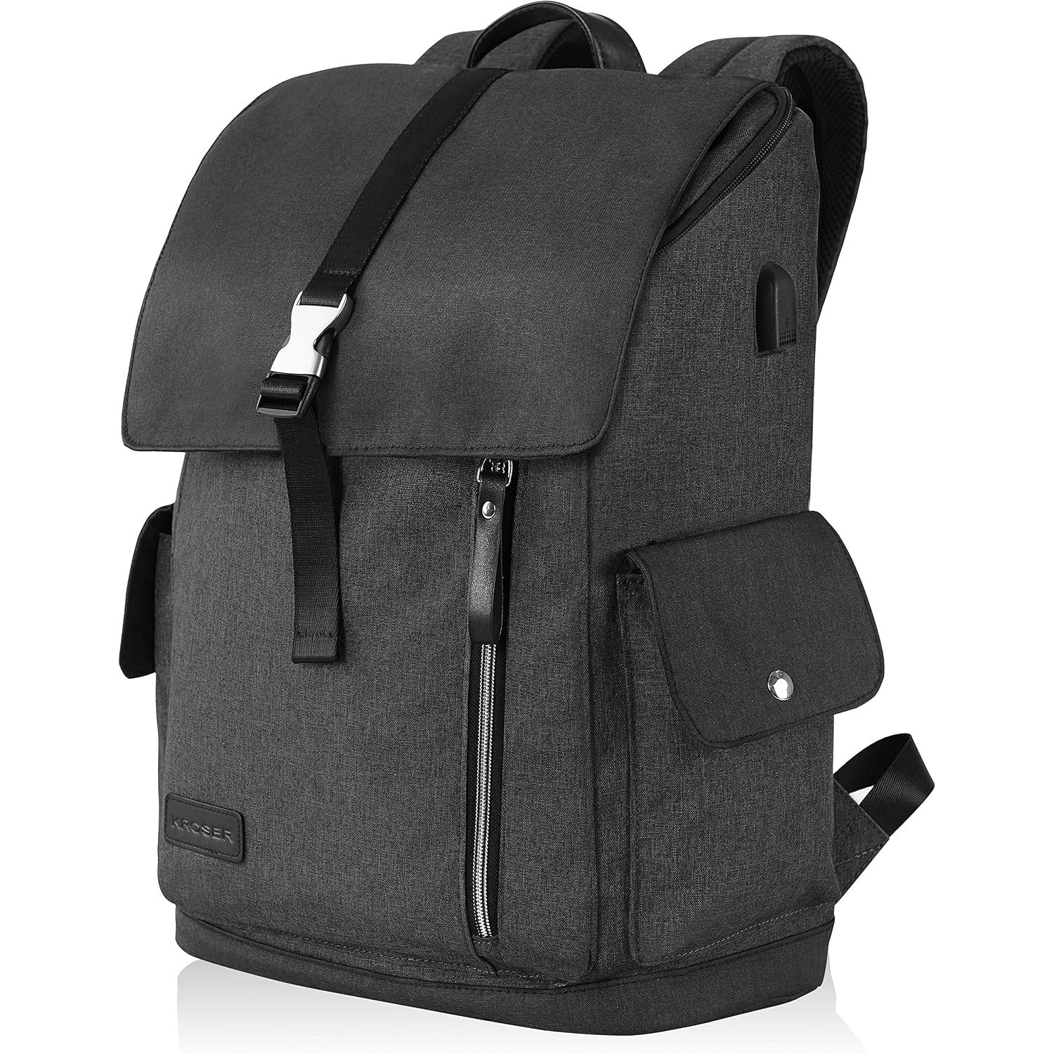 KROSER Black/Grey 17.3 Inch USB Travel Backpack