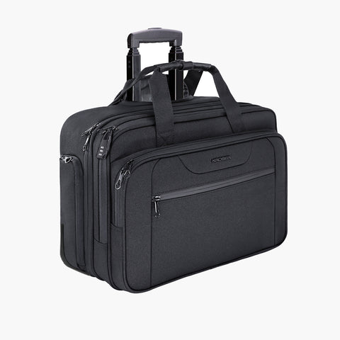 KROSER™ 17.3" Rolling Laptop Bag Briefcase Overnight Roller Case-Black