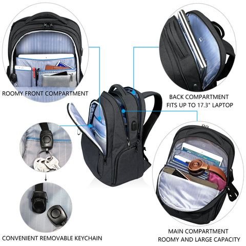 KROSER™ 17.3 Inch Tavel Laptop Backpack,Business Anti-Theft Backpack.