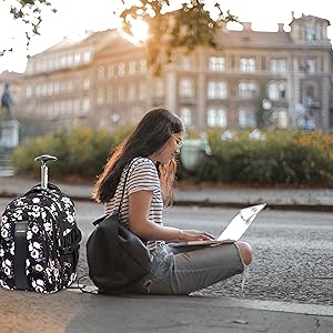 KROSER 17" Rolling Laptop Backpack