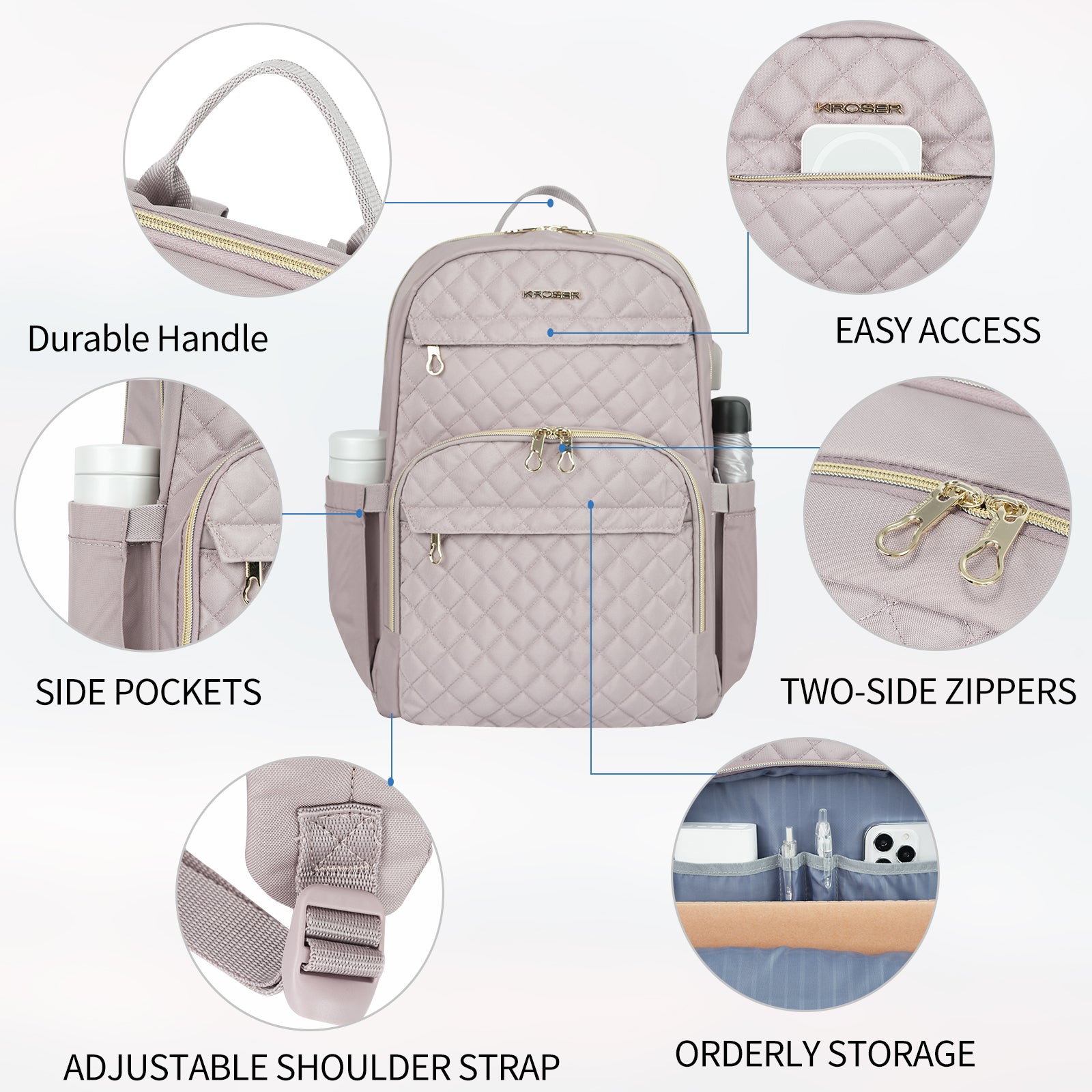 KROSER 15.6" Laptop Backpack with USB Port