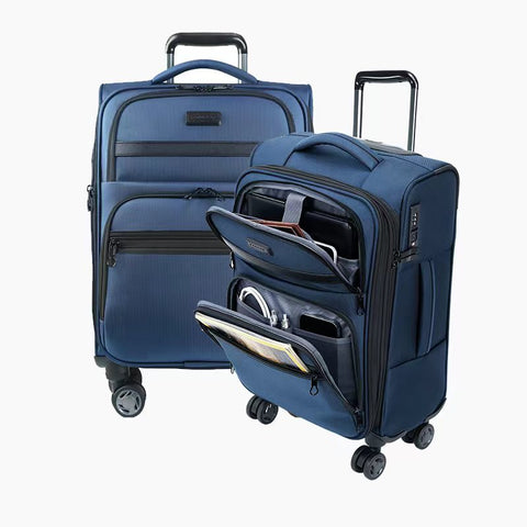 KROSER Softside Expandable Carry On Luggage with Spinner Wheels,Haze Blue