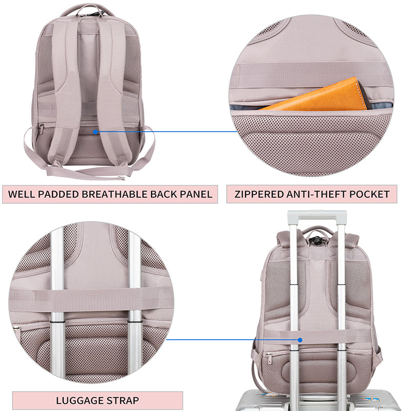 KROSER 17" Quilted Laptop Backpack with USB & RFID