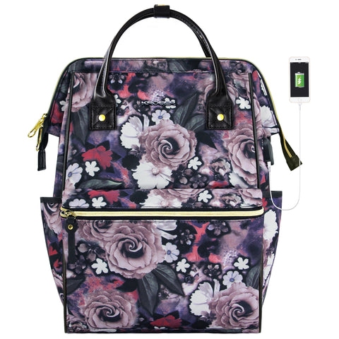 KROSER™ 15.6 Inch Laptop Backpack for Women-Rose Pattern