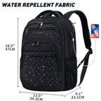 KROSER 17" Quilted Laptop Backpack with USB & RFID