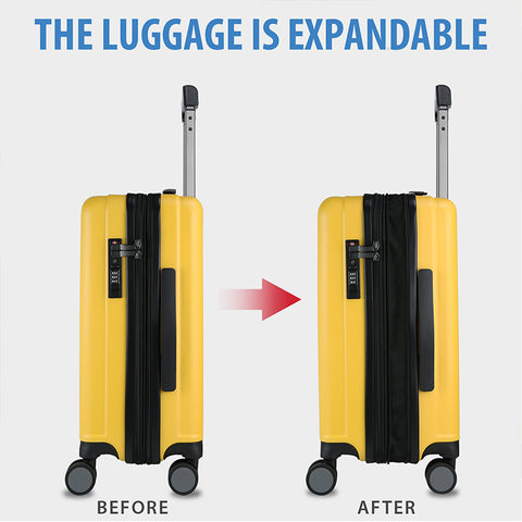 KROSER 20" Hardside Expandable Carry On Luggage, YELLOW