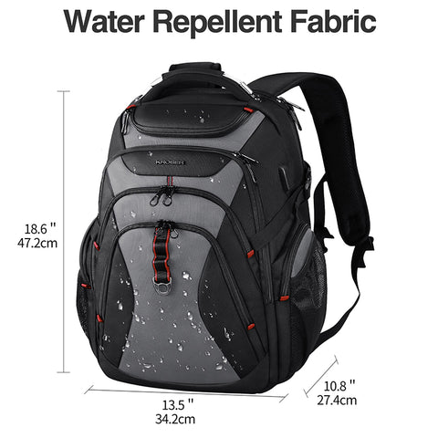 KROSER™ 17.3 Inch Travel Backpack,Large Business Laptop Bag.Black/Grey