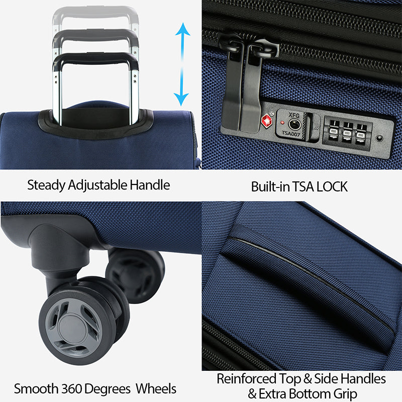 KROSER 20" Softside Expandable Carry-On Luggage with USB & TSA Lock