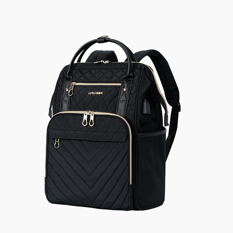 KROSER 17" Quilted Laptop Backpack with USB Port