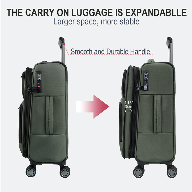 KROSER 20" Softside Expandable Carry-On Luggage with USB & TSA Lock