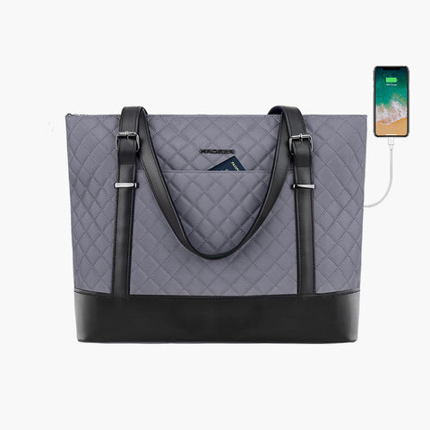 KROSER™ 15.6 Inch Laptop Fashion Tote Bag-Quilted