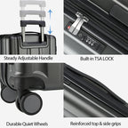 KROSER 20" Hardside Expandable Carry-On Luggage with USB & TSA Lock